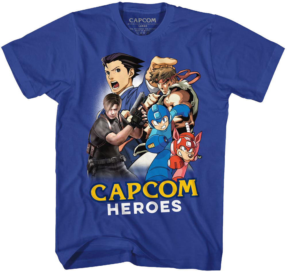 Capcom Shirts Capcom Heroes T-Shirt Men's Video Game