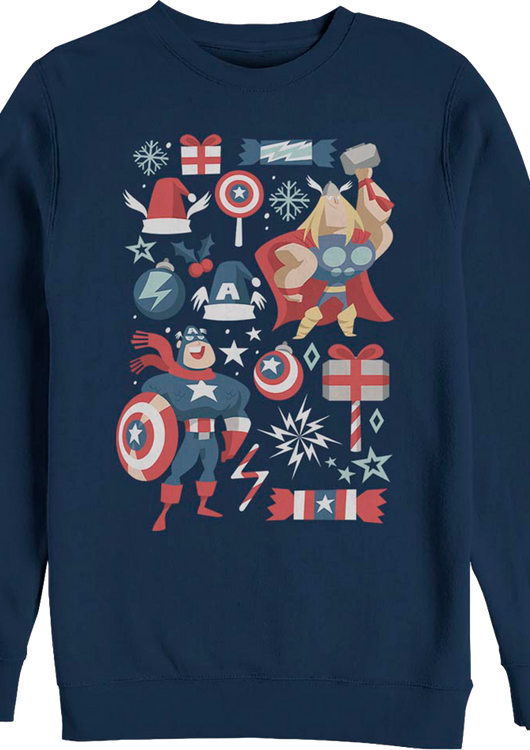 Captain America And Thor Marvel Comics Christmas Sweatshirt - main product image