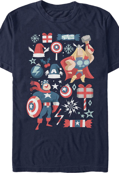 Captain America And Thor Marvel Comics Christmas T-Shirt