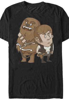 Cartoon Chewbacca Han Solo T-Shirt