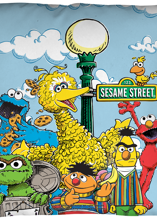 Cast of Sesame Street Throw Pillow - main product image