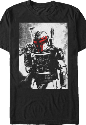 Charcoal Sketch Star Wars Boba Fett T-Shirt