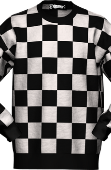 Checkerboard Pattern Knitted Sweater