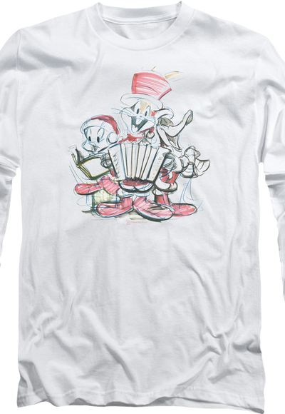 Christmas Caroling Sketch Looney Tunes Long Sleeve Shirt