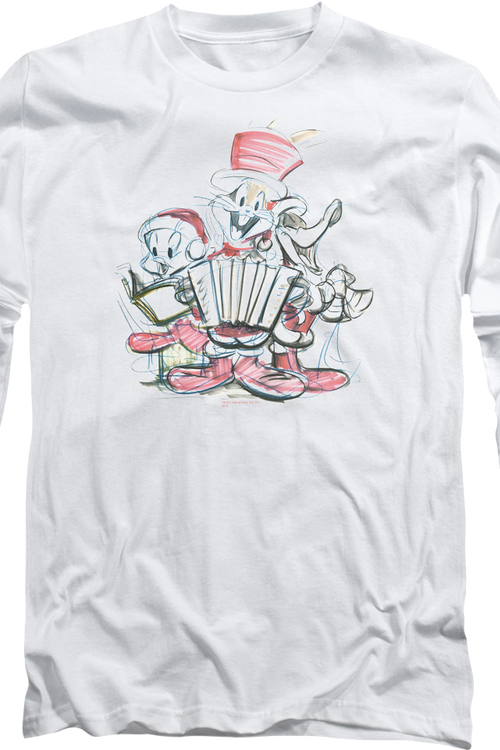 Christmas Caroling Sketch Looney Tunes Long Sleeve Shirt - main product image