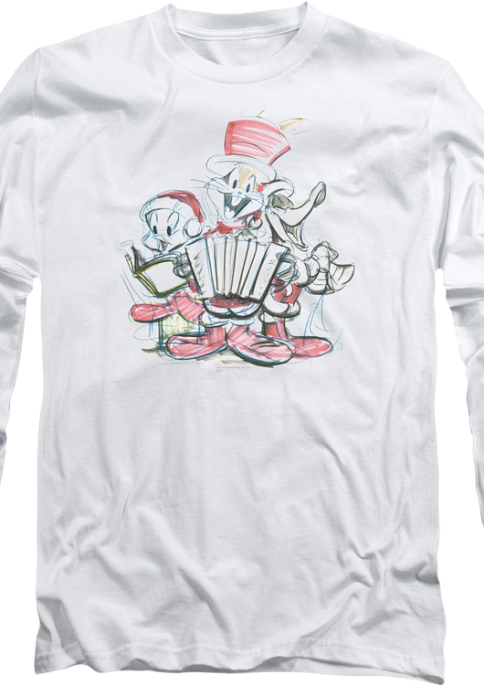 Christmas Caroling Sketch Looney Tunes Long Sleeve Shirt - main product image