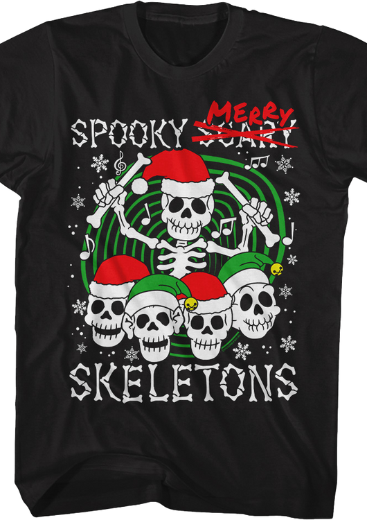 Christmas Hats Spooky Merry Skeletons T-Shirt - main product image