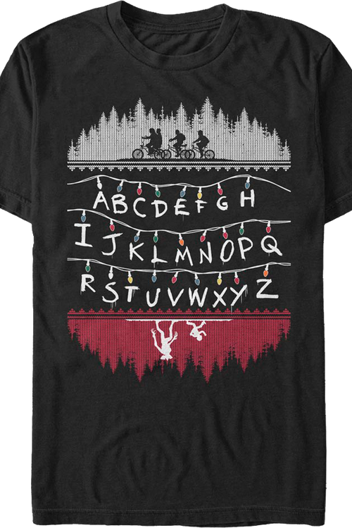 Faux Ugly Knit Christmas Lights Stranger Things T-Shirt - main product image