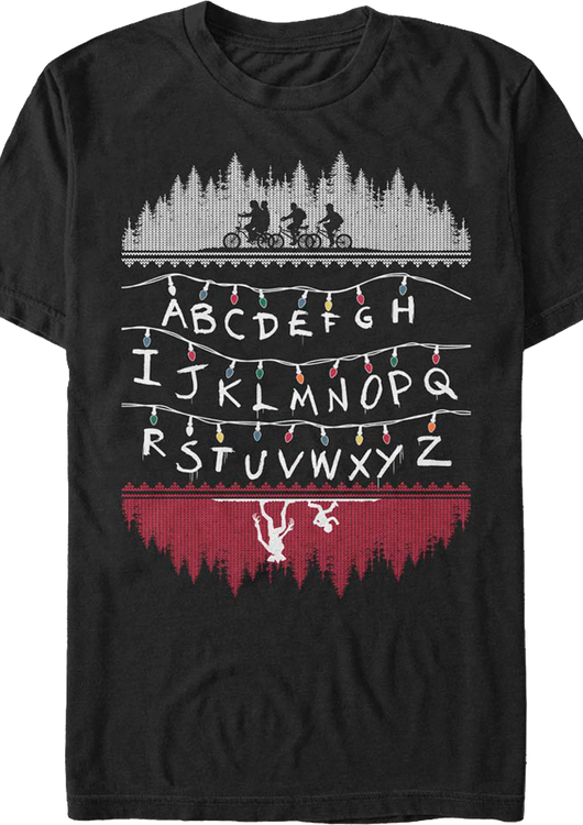 Faux Ugly Knit Christmas Lights Stranger Things T-Shirt - main product image