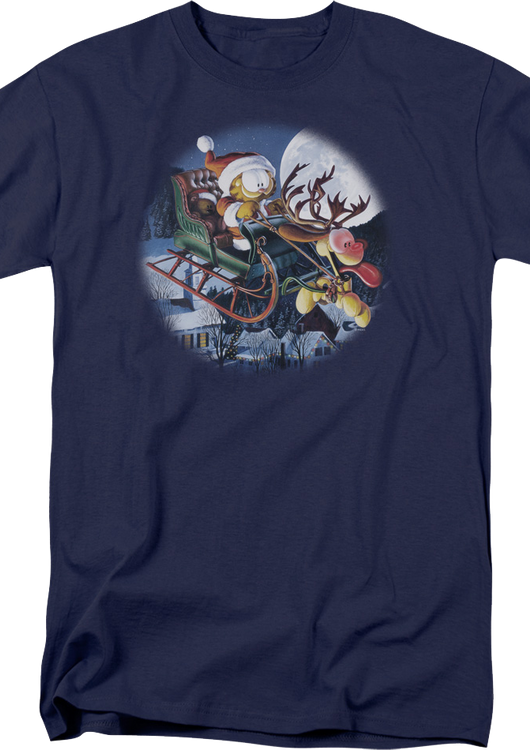 Christmas Sleigh Ride Garfield T-Shirt - main product image