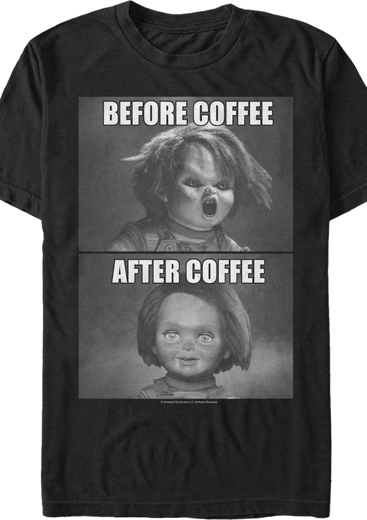 Chucky Before And After Coffee Child's Play T-Shirt - main product image