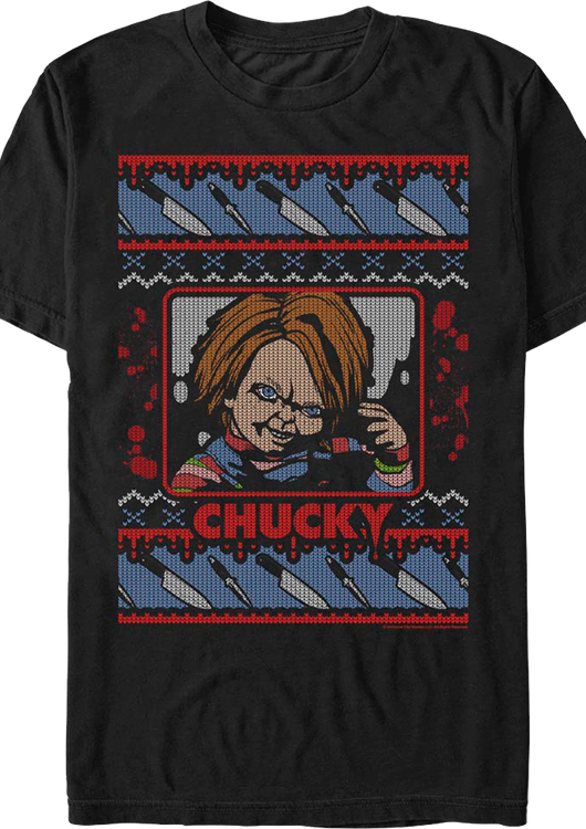 Chucky Faux Ugly Christmas Sweater Child's Play T-Shirt - main product image