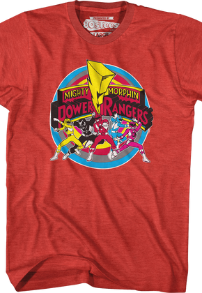 Circle Action Poses Mighty Morphin Power Rangers T-Shirt