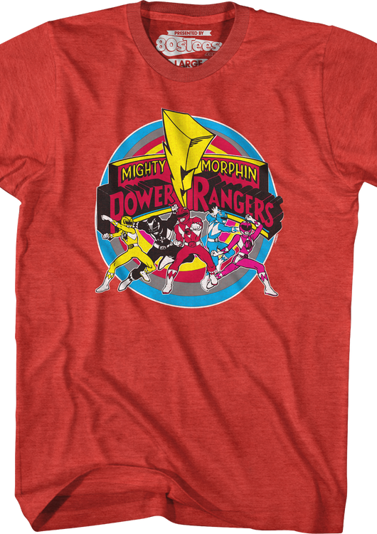 Circle Action Poses Mighty Morphin Power Rangers T-Shirt - main product image