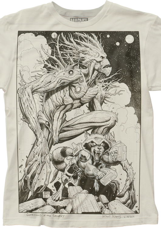 Classic Groot and Rocket Raccoon Guardians of the Galaxy T-Shirt - main product image