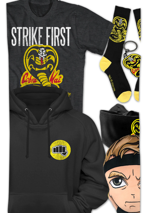 Cobra Kai T-Shirt/Hoodie/Socks/Keychain/Headband/Plush Pillow Combo