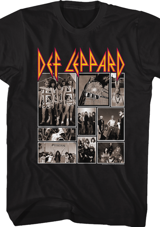 Black and White Collage Def Leppard T-Shirt - main product image