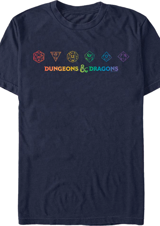 Colorful Rolling Dice Dungeons & Dragons T-Shirt - main product image