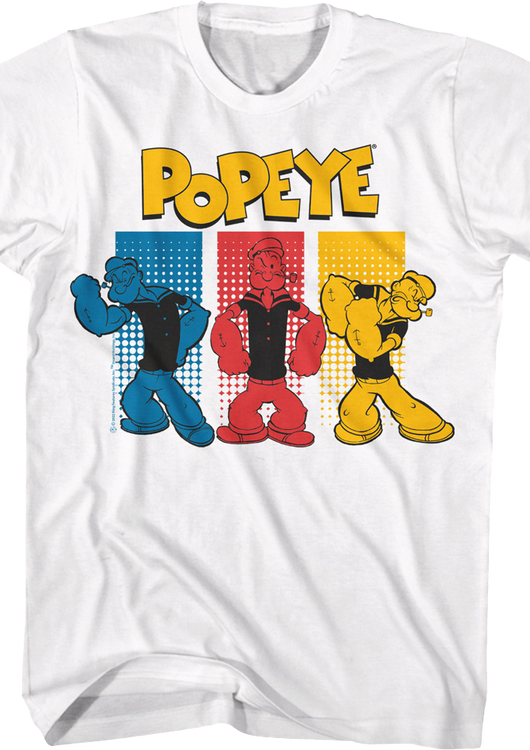 Colorful Sailor Poses Popeye T-Shirt - main product image