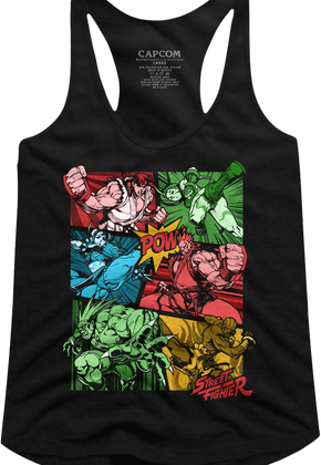 Ladies Comic Book Action Street Fighter Racerback Tank Top