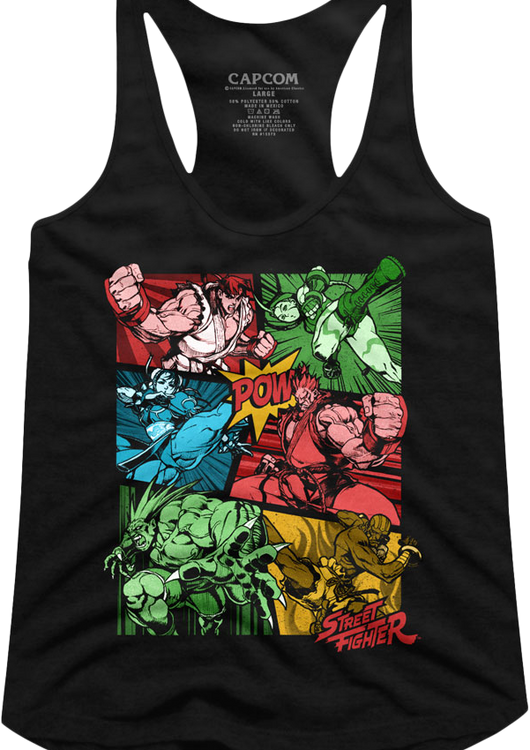 Ladies Comic Book Action Street Fighter Racerback Tank Top - main product image