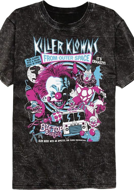Crazy Collage Killer Klowns From Outer Space Mineral Wash T-Shirt - main product image