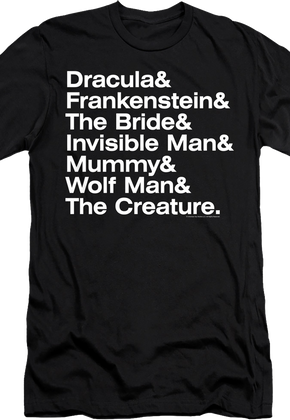 Creature Names Universal Monsters T-Shirt
