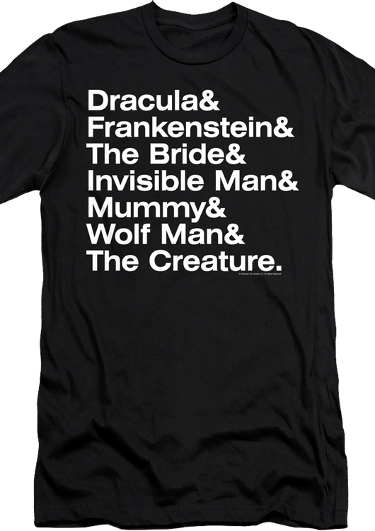 Creature Names Universal Monsters T-Shirt - main product image