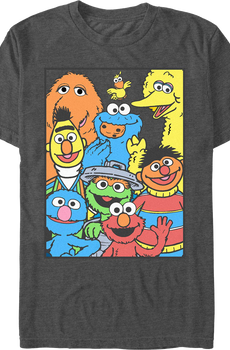 Charcoal Heather Framed Cast Photo Sesame Street T-Shirt