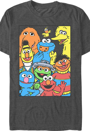 Charcoal Heather Framed Cast Photo Sesame Street T-Shirt