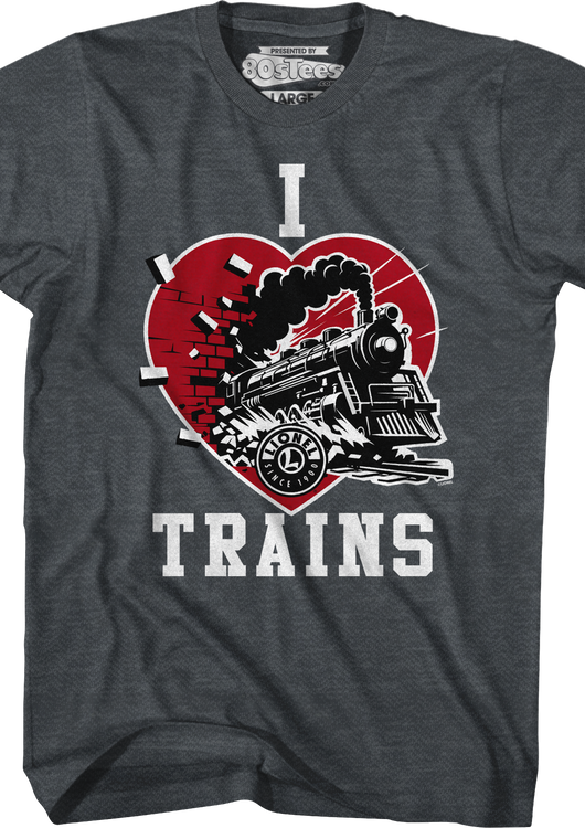 Dark Heather I Love Trains Lionel Trains T-Shirt - main product image