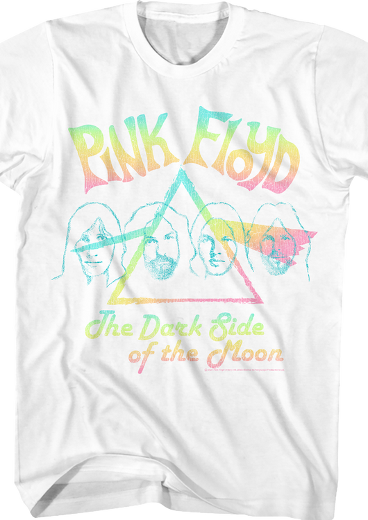 Dark Side of the Moon Pastel Rainbow Pink Floyd T-Shirt - main product image