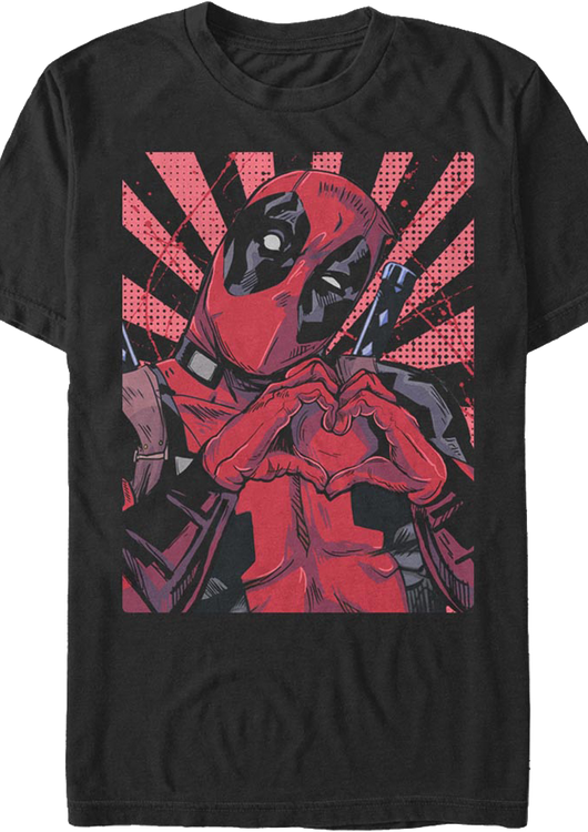 Deadpool Heart Hands Marvel Comics T-Shirt - main product image