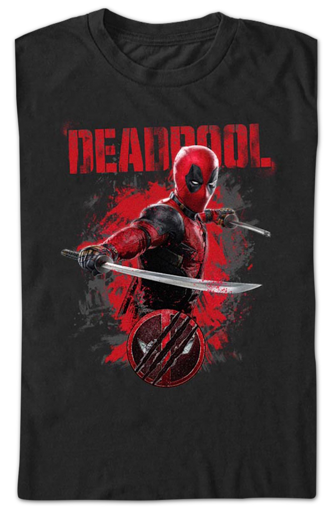 Deadpool Katanas Pose Deadpool & Wolverine Marvel Comics T-Shirt
