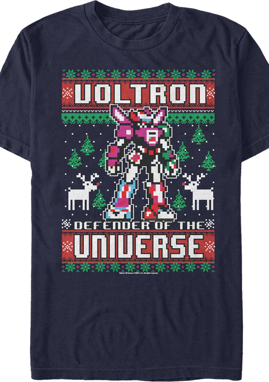 Defender of the Universe Faux Ugly Christmas Sweater Voltron T-Shirt - main product image