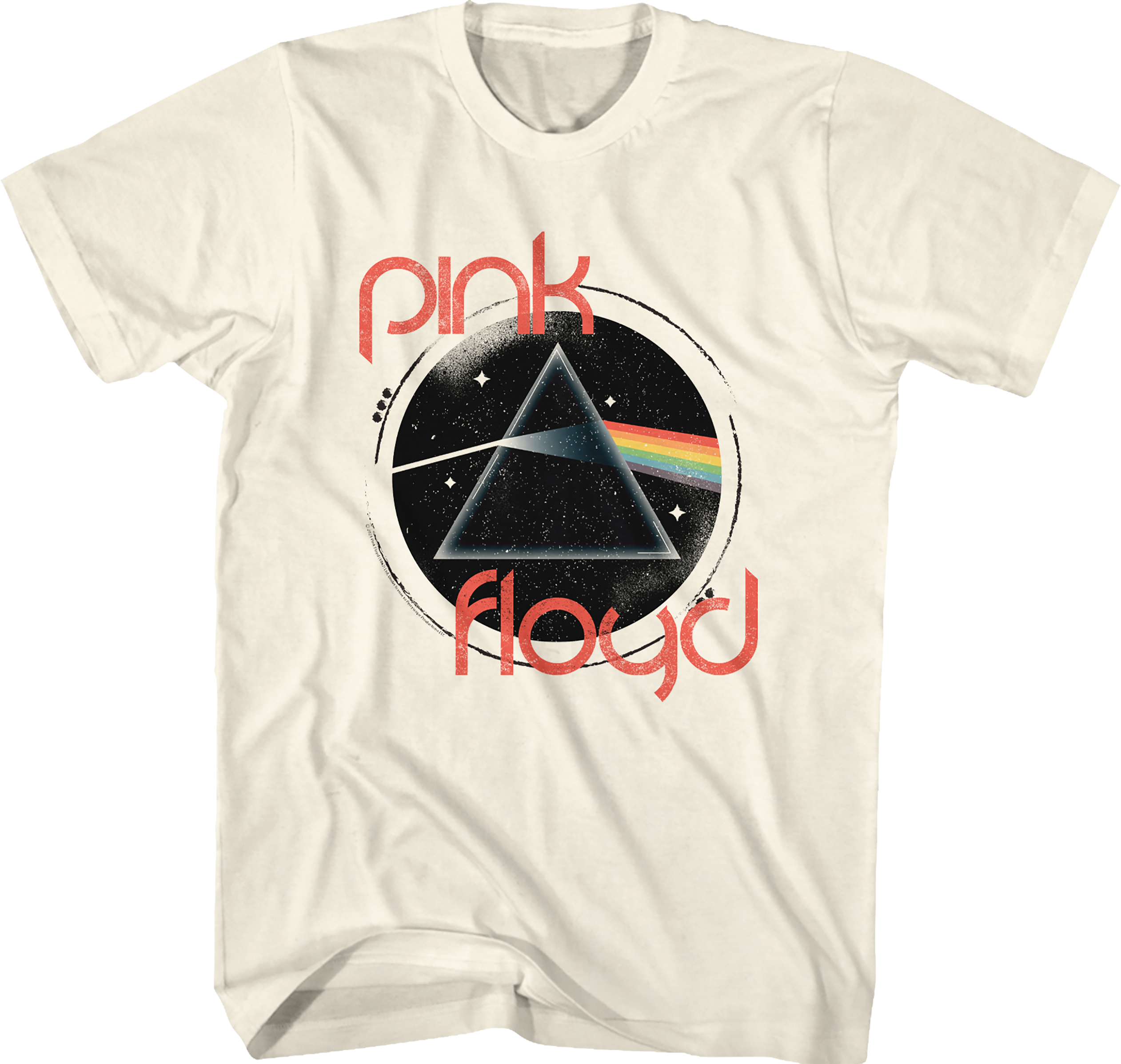 Side Circle Distressed Floyd Pink of T-Shirt Dark Moon the