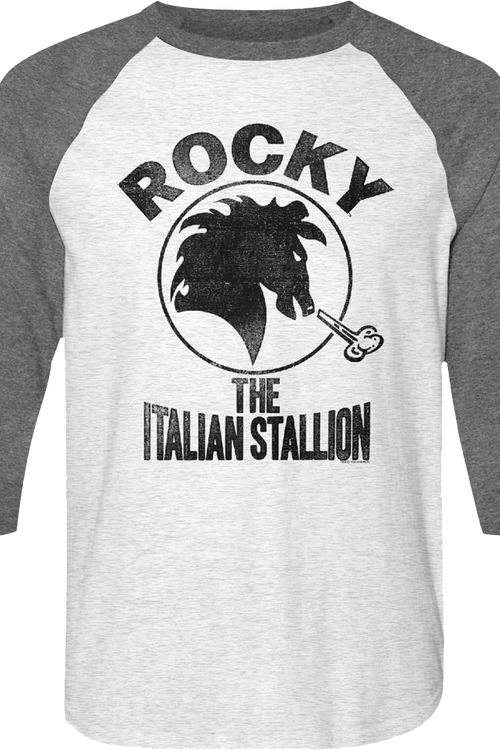 Distressed Italian Stallion Logo Rocky Raglan Baseball Shirt - main product image