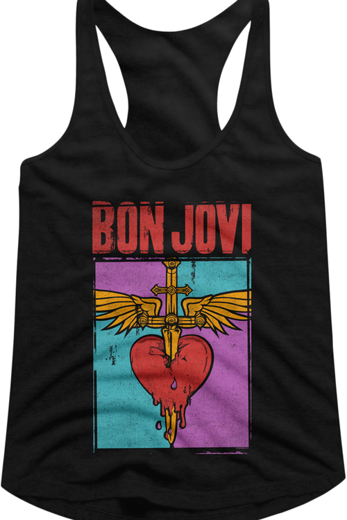 Ladies Distressed Logo Bon Jovi Racerback Tank Topmain product image