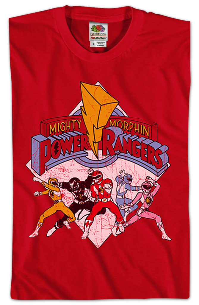 Distressed Mighty Morphin Power Rangers T-Shirt