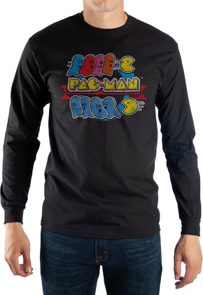 Distressed Pac-Man Long Sleeve Shirt