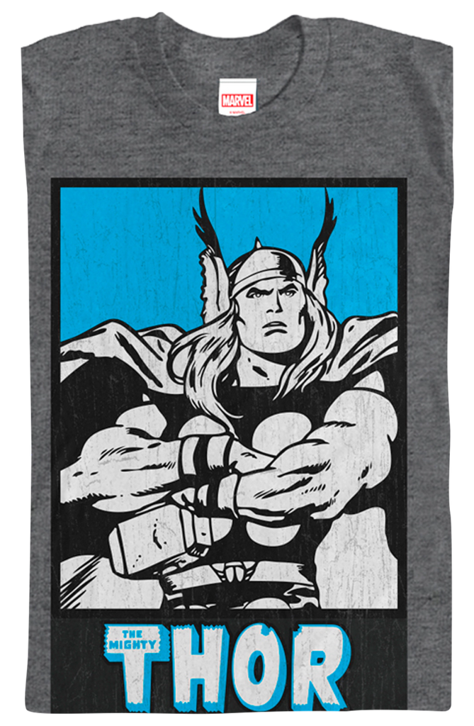 Distressed Poster Thor TShirt Marvel Comics Mens TShirt