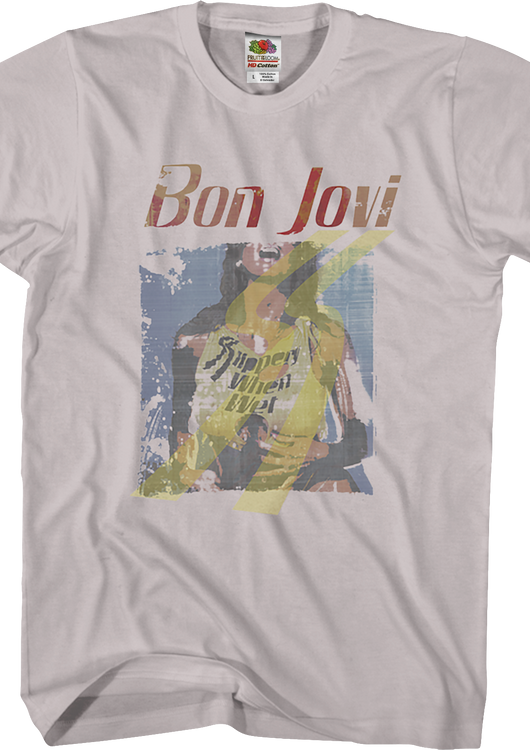 Distressed Slippery When Wet Bon Jovi T-Shirt - main product image