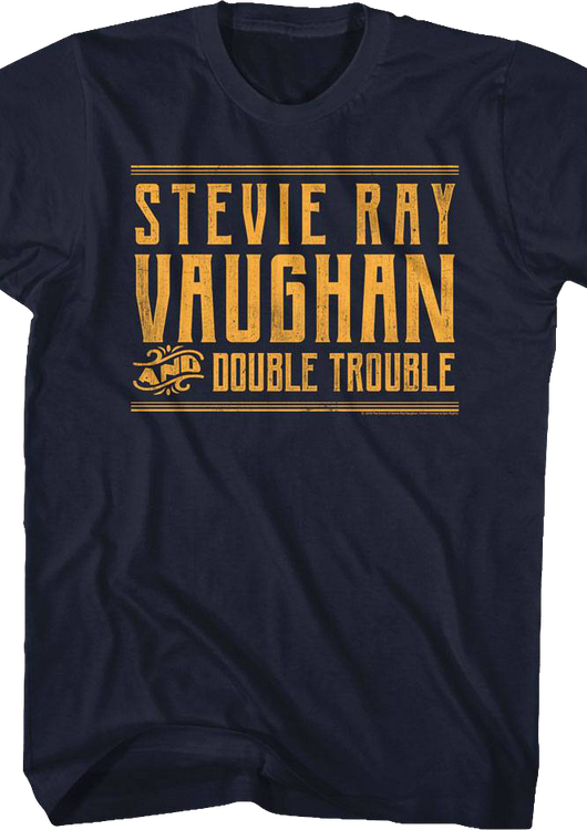 Blue Distressed Stevie Ray Vaughan and Double Trouble T-Shirt - main product image