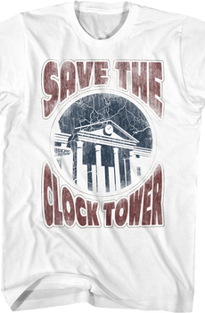 Distressed White Save The Clock Tower Back To The Future T-Shirt