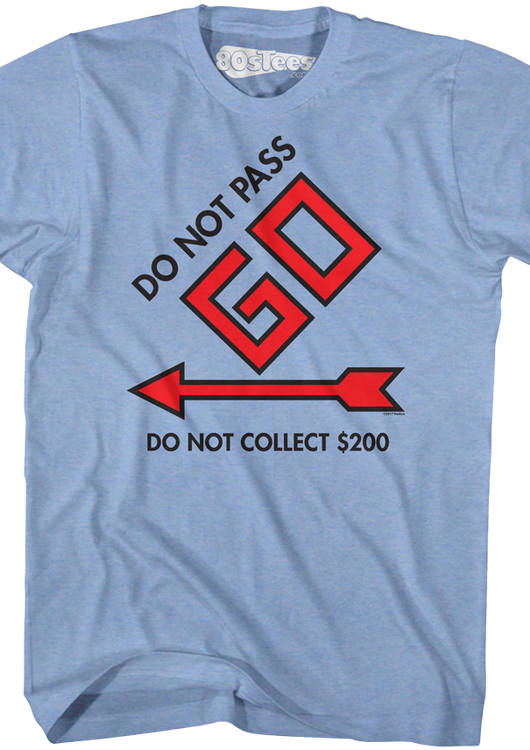 Blue Do Not Pass Go Monopoly T-Shirt - main product image