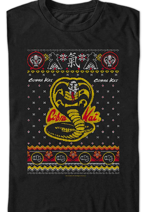 Dojo Logo Faux Ugly Christmas Sweater Cobra Kai T-Shirt