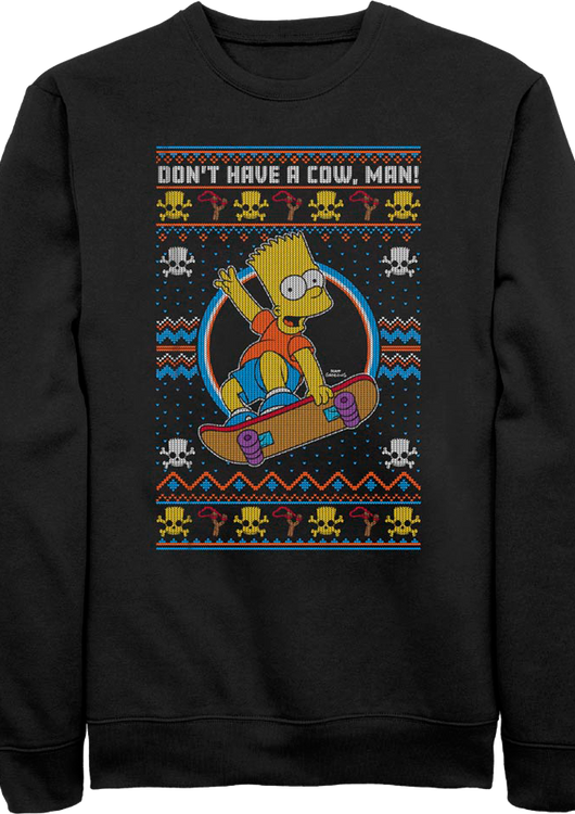 Don't Have A Cow Faux Ugly Christmas Sweater Simpsons Sweatshirt - main product image