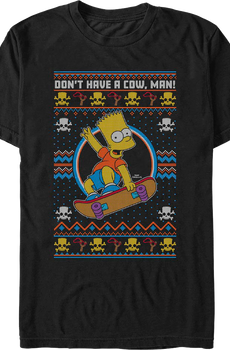 Don't Have A Cow Faux Ugly Christmas Sweater Simpsons T-Shirt