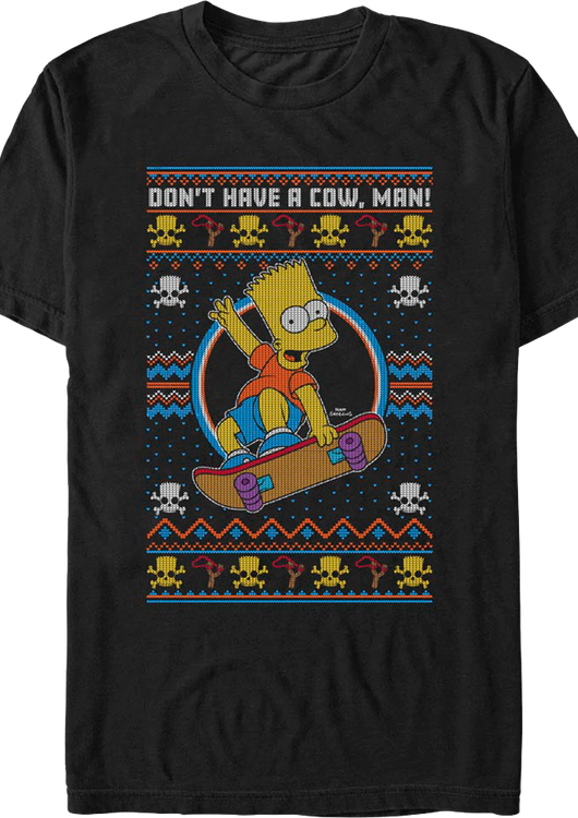 Don't Have A Cow Faux Ugly Christmas Sweater Simpsons T-Shirt - main product image