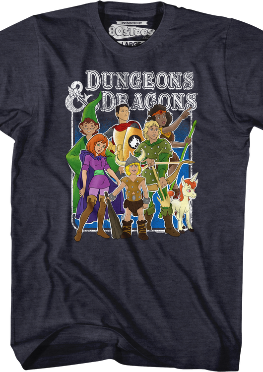 Navy Heather Animated Friends Dungeons & Dragons T-Shirt - main product image
